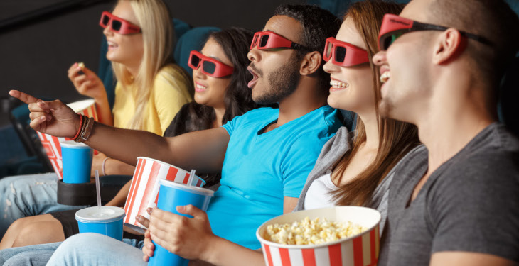 People wearing 3 D Glasses bought Tickets to Movie