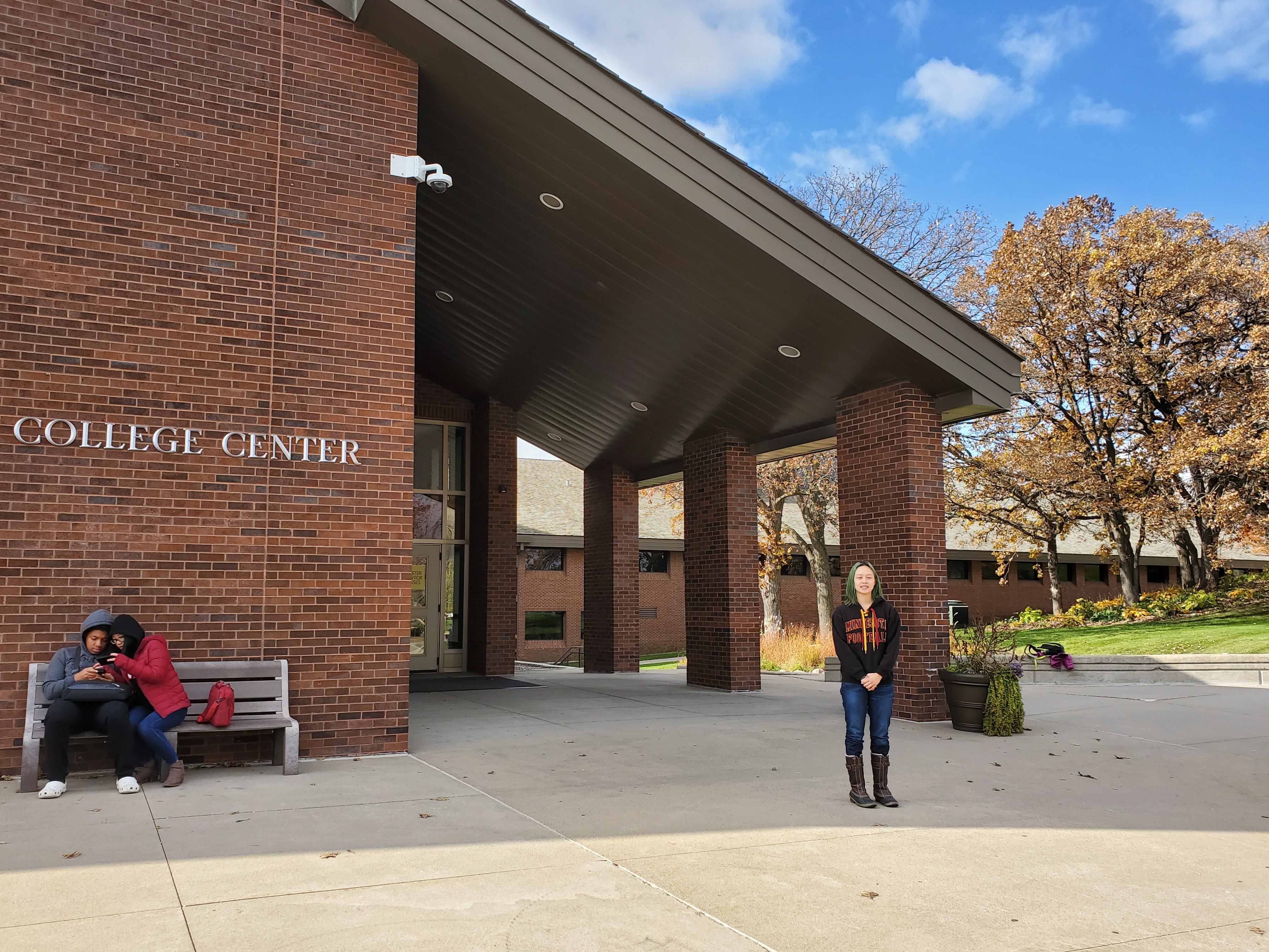 Natalia poses on Inver Hills Community College Campus